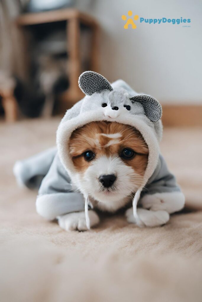 cute dog wearing cat outfit